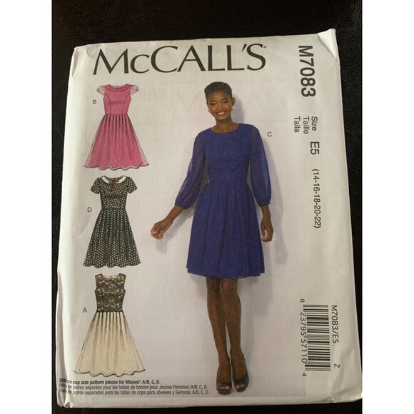 McCall's Misses Dress Sewing Pattern Sz 14 - 22 M7083 - Uncut - Picture 1 of 9